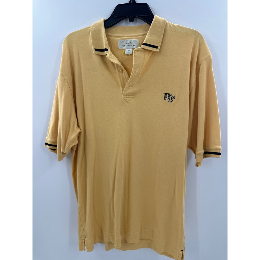 Cutter & Buck Mens Wake Forest Sport Fit Polo Shirt Gold Medium WF Logo Tipped